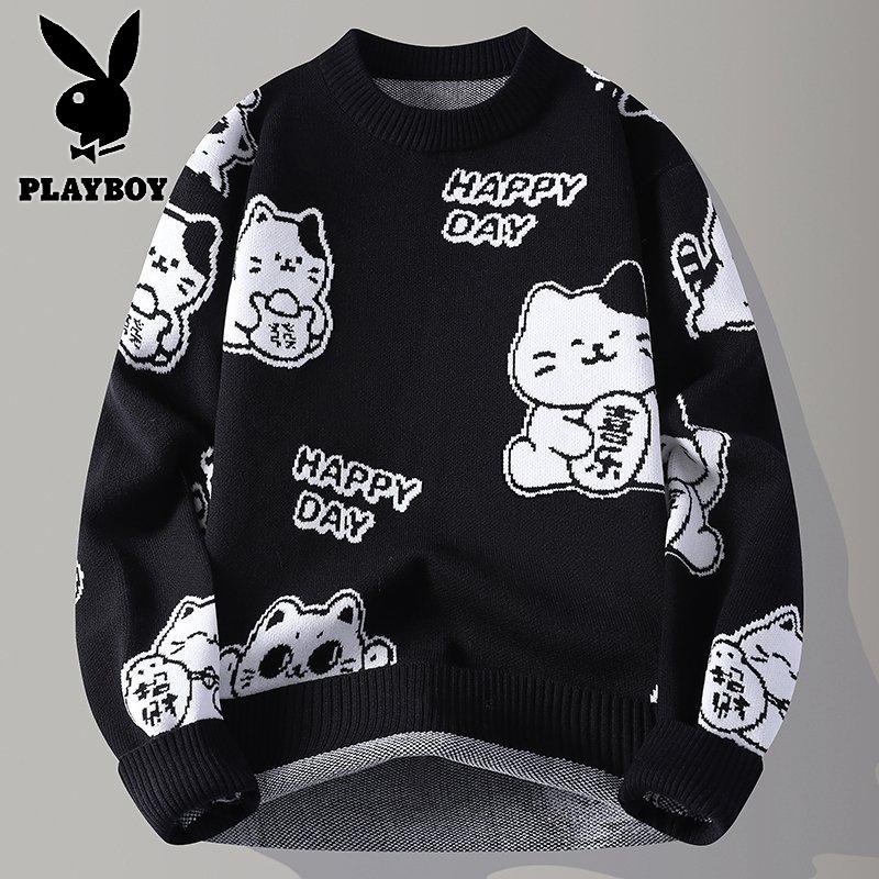 花花公子新款高品质[新款]2025年秋冬款圆领针织毛衣男
