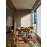 胡桃木茶桌轻奢现代高级感高端阳台小型实木黑胡桃木2024新款茶桌