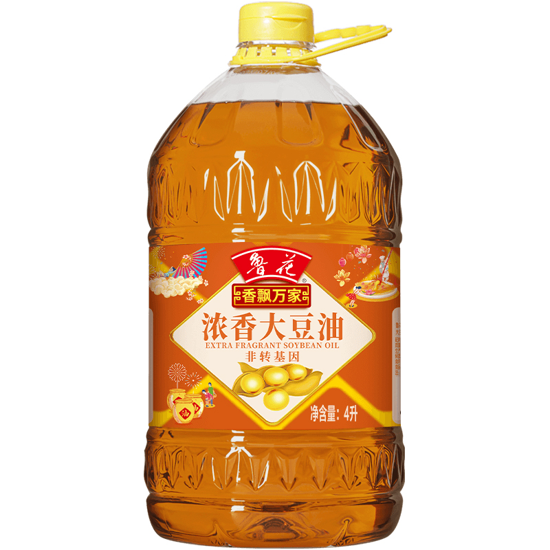 鲁花 香飘万家浓香大豆油 4L