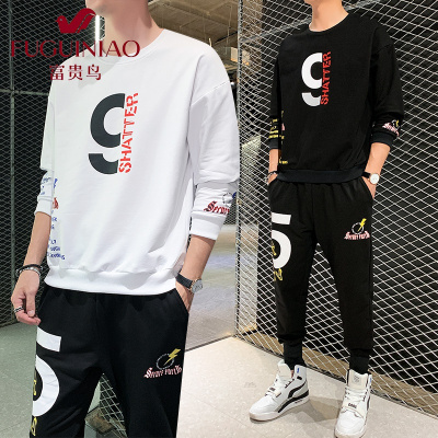 富贵鸟（FUGUINIAO）2021新款卫衣套装男ins潮牌嘻哈春秋韩版潮流休闲衣服两件套