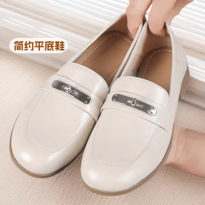 头层牛皮乐福鞋女2026春季新款软底真皮平跟简约复古四季小单鞋