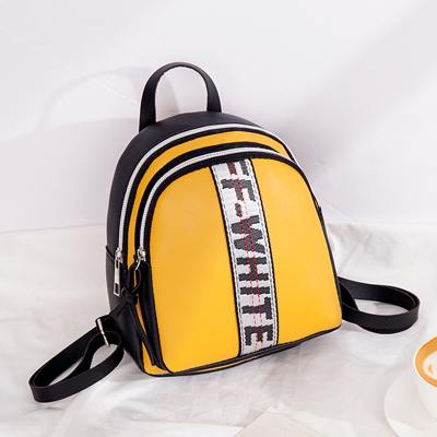 时尚潮流拼接字母织带双肩背包多功能小书包单肩女包斜挎迷你小包