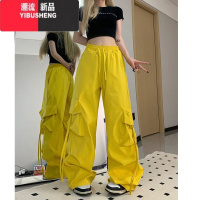 YIBUSHENG美式复古高腰工装休闲裤女宽松百搭设计感直筒显瘦阔腿拖地长裤子