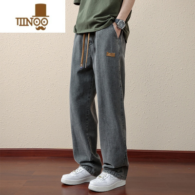 YANXU阔腿复古牛仔裤男款夏季薄款直筒宽松休闲男生美式百搭新款长裤子