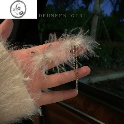 JiMi羽毛蝴蝶流苏锆石耳骨夹女2023年新款潮无耳洞耳饰耳环高级感耳夹