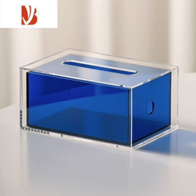 三维工匠纸巾盒客厅轻奢炫彩卫生间餐厅创意抽纸盒家用亚克力高级感 蓝色纸巾盒