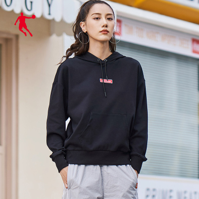 乔丹女装连帽套头针织衫上衣女2020秋季新款休闲运动服长袖卫衣潮
