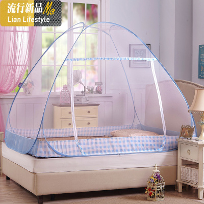 魔术折叠蚊帐蒙古包免安装上下铺三开有底无底1.2/1.5米/1.8m床 三维工匠