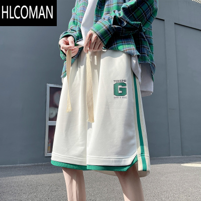 HLCOMAN潮牌运动短裤男夏季宽松健身篮球五分裤港风美式撞色冰丝休闲裤子