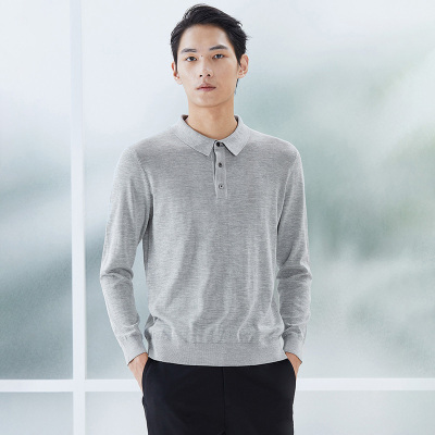 商场同款-巴鲁特轻奢男装长袖POLO衫男春季新款桑蚕丝棉翻领针织T恤