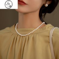 JiMi经典法式正圆施家珍珠项链ins博主同款高级感复古港风毛衣链轻奢