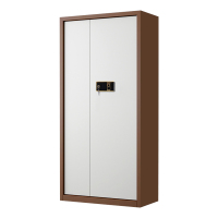 铭威盾指纹电子保密柜钢制密码文件柜档案柜矮柜保密资料柜办公柜通门咖白色:钥匙指纹锁