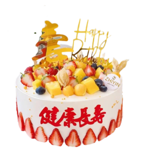 集福川 草莓蓝莓裱花鲜奶油蛋糕28cm/个