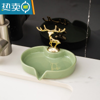 敬平轻奢风肥皂盒卫生间沥水皂盒肥皂碟洗漱台家用香皂盒子置物架 D07-麋鹿肥皂碟-抹茶绿