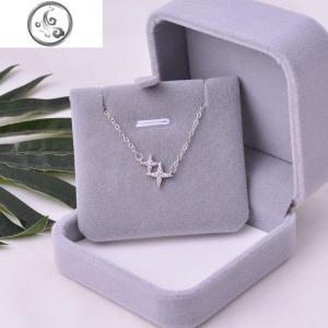 S925纯银闪钻四芒星项链女小众设计简约潮锁骨链轻奢网红装饰品 JiMi 四角星项链+绒盒