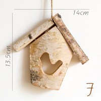 家柏饰(CORATED)原木挂件树皮工艺品欧式花园圣诞吊饰创意猫头鹰松鼠麋鹿 F房子