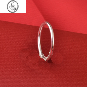 JiMi足银999戒指男女银银三生三世闭口粗手指环简约光素圈细戒指刻字