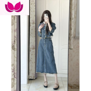 七斓2023新款夏季法式复古牛仔连衣裙子质感高级感轻熟风套装女装港味