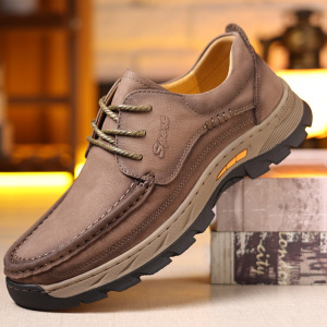新款防滑耐磨软底经典舒适办公商务休闲系带男士皮鞋百搭透气男鞋