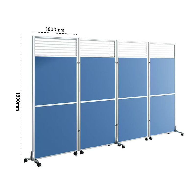 苏宁 质凡 办公室屏风隔断活动挡板可折叠移动(板式+玻璃)/ZF-GD005/1.0米宽*1.8米高