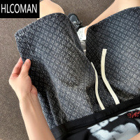 HLCOMAN提花水洗牛仔短裤男士2024夏季高街复古五分裤子宽松休闲运动中裤