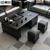 戴劲火烧石功夫茶几茶桌椅组合茶具一体套装茶台一键上水1.3米黑色