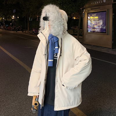 玥鸾(YueLuan)2020冬季新款棉衣男新款时尚中长款棉衣外套宽松连帽棉服帅气加厚保暖大毛领棉袄男装