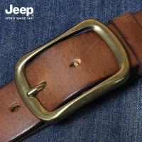 JEEP SPIRIT吉普擦色百搭铜扣皮带男真皮针扣牛皮中青年裤腰带