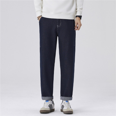 秋冬美式复古牛仔裤男士厚款宽松直筒潮牌高端哈伦休闲长裤男