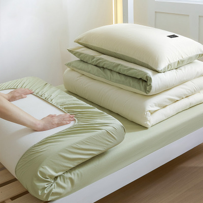 大学生宿舍全棉三件套一整套被子床垫纯棉单人床单被套六件套_461