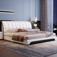 意式极简真皮床轻奢现代简约主卧室双人床家用软包储物床榻榻米床
