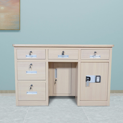 初嘉 CJ全钢制保险桌密码保险桌收银财务桌1.2m白木纹五斗智能指纹锁