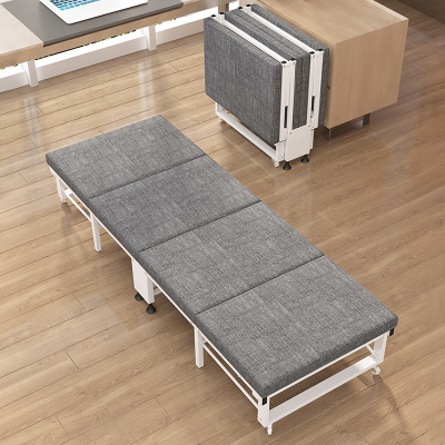 全简加固折叠床办公室午休床午睡神器家用临时加床医院陪护单人陪护四折海绵床
