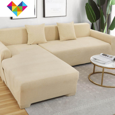 弹力加厚沙发套罩全包萬能套沙发垫北欧简约防滑四季XA型糯米黄三人位（可做贵妃位）-弹力拉伸范围190-230CM-