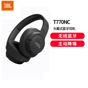 JBL T770NC无线蓝牙降噪耳机 头戴式主动降噪游戏耳机 70小时续航暗夜黑