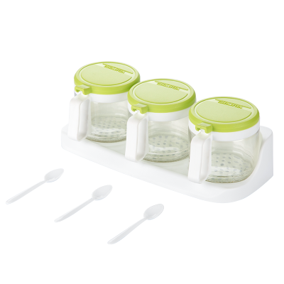 茶花 三组圆形玻璃调味瓶(300ml) 300ml*3 /个