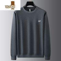 YANXU2023感华夫格长袖男卫衣休闲潮流百搭外穿圆领t恤男上衣