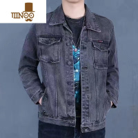 YANXU干活穿耐磨灰色耐脏工装多口袋牛仔外套男士工作服宽松大码上衣男