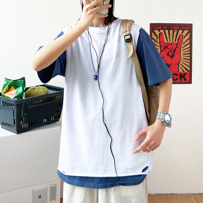 狮臣SHICHEN男士T恤港风短袖T恤男个性圆领2021年夏季新款男士T恤五分袖T恤打底衫男潮流运动短袖男装