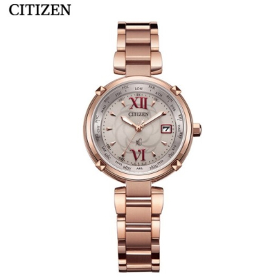 国行西铁城（CITIZEN）手表光动能多局电波万年历钛合金表带表壳商务时尚女表EC1048-54W