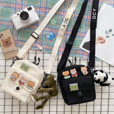 韩国ins可爱学生百搭帆布斜挎包包女包新款日系原宿少女单肩小包