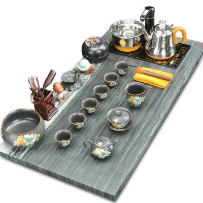 家柏饰(CORATED)石茶盘紫砂茶具套装家用茶道功夫茶海石茶台自动上水四合一z
