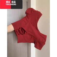 YIBUSHENG季修身显瘦短款正肩t恤女短袖设计感小众别致后背镂空小衫上衣
