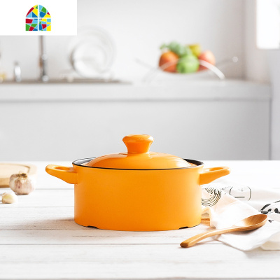 砂锅炖锅家用陶瓷煲汤煮粥煲仔饭养生小号沙锅明火可高温燃气锅具 FENGHOU 桔黄3L