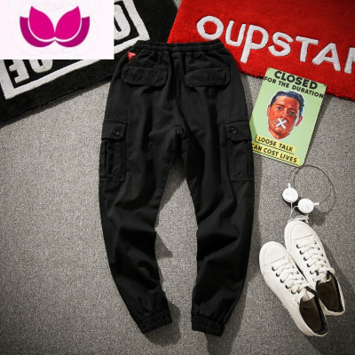 七斓宽松小脚休闲裤男士加肥加大码迷彩工装运动裤青年潮胖长裤子秋季