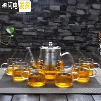 三维工匠可明火玻璃壶电陶炉煮茶壶可高温泡茶普洱茶具家用烧水壶加厚过滤 单壶[650]+6把杯[100]