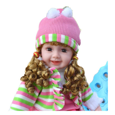 智能对话娃娃女孩儿童电动玩具布娃娃仿真会说话的洋娃娃1018条纹公主裙充电款多功能第四代