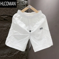 HLCOMAN夏季新款潮牌速干休闲短裤男时尚宽松百搭激光打孔透气冰丝五分裤
