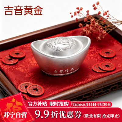 吉音 999.9足银银元宝银砖白银摆件马年投资银条10g 收藏馈赠 节日礼物