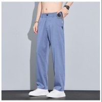 夏季男士大码冰丝休闲裤直筒宽松垂感西裤中年爸爸装商务通勤男裤